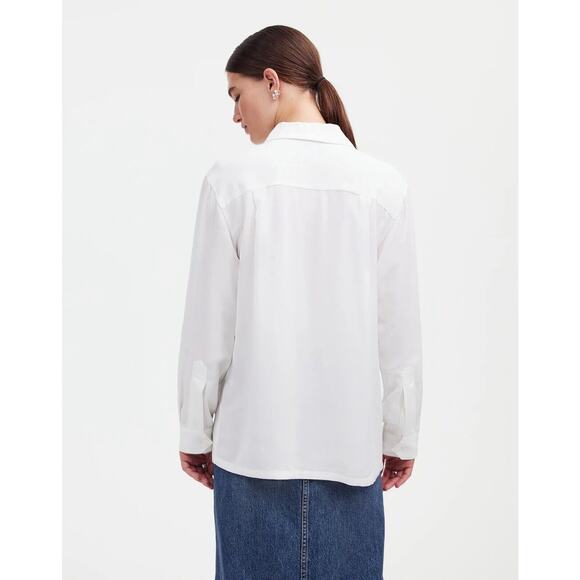 Alexa Chung for Madewell Pleat-Pocket Button-Up Shirt Small Eyelet White NT108 - Picture 15 of 16